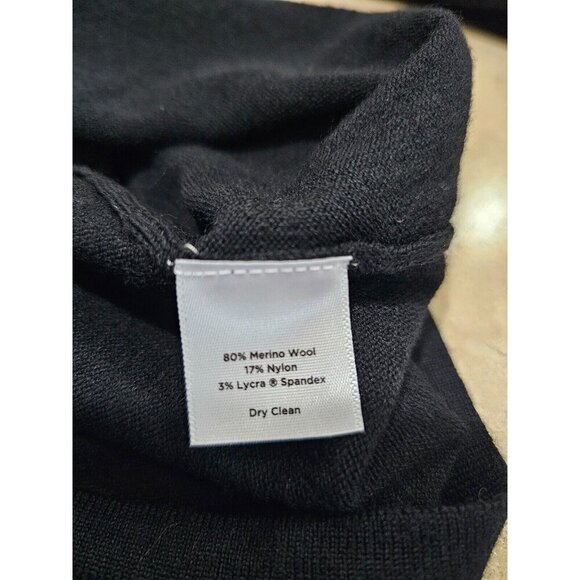 NWT Women's Talbots Sweater Dress Black Merino Wool Blend Pleated Neckline Sz S - Picture 4 of 6